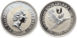 Preview: Australien 1 Dollar 1996 Kookaburra - 1 Unze Feinsilber - Privymark "Basler Stab"