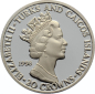 Preview: Turks & Caicos 20 Crowns 1998 - Delphin - 1 Unze Feinsilber