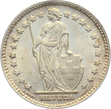 Preview: 1 Franken 1939 B - fast stempelglanz - Patina