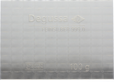 Preview: 100 x 1 Gramm Silberbarren Degussa Tafelbarren