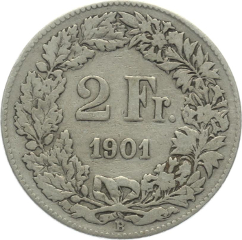 Preview: 2 Franken 1901 B - seltener Jahrgang