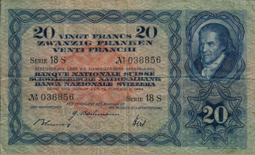 Schweiz 20 Franken Banknote Heinrich Pestalozzi