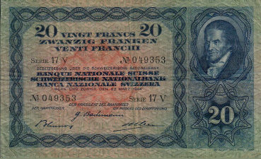 Schweiz 20 Franken Banknote Heinrich Pestalozzi