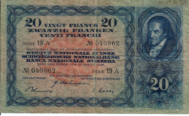 Schweiz 20 Franken Banknote Heinrich Pestalozzi