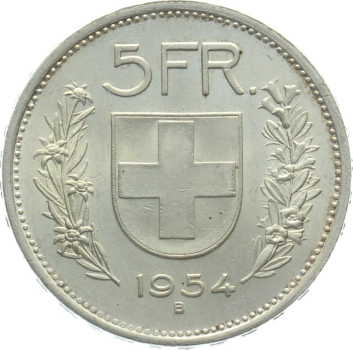 5 Franken 1954 B - fast unzirkuliert