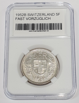 Schweiz 5 Franken 1952 B - fast vorzüglich
