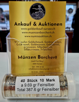 Preview: Deutschland Tube mit 40 Stück 10 Mark Gedenkmünzen