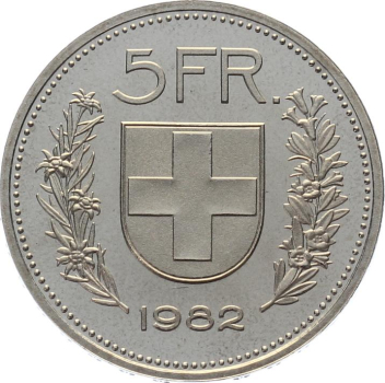 Preview: 5 Franken 1982 ohne Münzzeichen