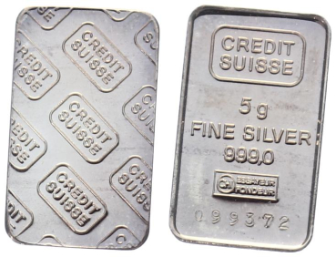 Preview: 5 Gramm Silberbarren Credit Suisse