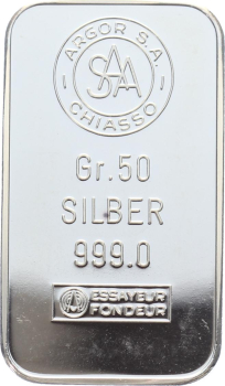 Preview: 50 Gramm Silberbarren Argor SA Chiasso