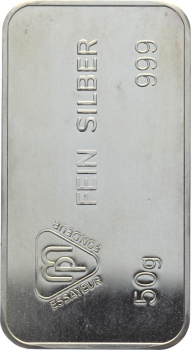 50 Gramm Silberbarren Bank Leu