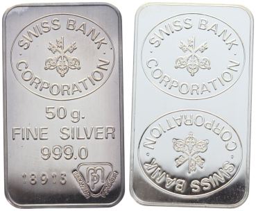 50 Gramm Silberbarren Swiss Bank Corporation