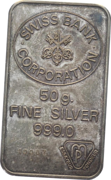 50 Gramm Silberbarren Swiss Bank Corporation