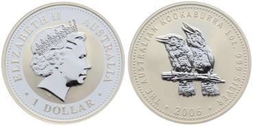 Australien 1 Dollar 2006 Kookaburra - 1 Unze Feinsilber