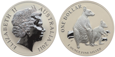 Australien 1 Dollar 2011 Känguru - 1 Unze Feinsilber