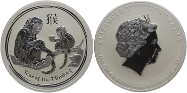 Australien 30 Dollars 2016 Year Of The Monkey - 1 kg Feinsilber