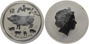 Australien 30 Dollars 2019 Year Of The Pig - 1 kg Feinsilber