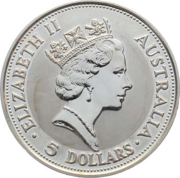 Australien 5 Dollar 1991 Kookaburra - 1 Unze Feinsilber