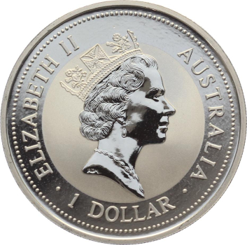 Preview: Australien 1 Dollar 1996 Kookaburra - 1 Unze Feinsilber - Privymark "France"