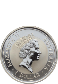 Preview: Australien 1 Dollar 1997 Kookaburra - 1 Unze Feinsilber - Privymark "Zürich"