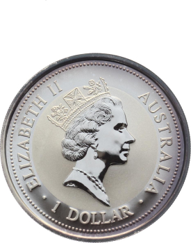 Preview: Australien 1 Dollar 1998 Kookaburra - 1 Unze Feinsilber - Privymark "Schweden"