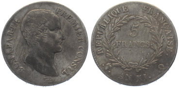 Preview: Frankreich 5 Francs AN XI Q - Bonaparte Premier Consul