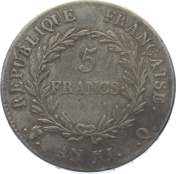 Preview: Frankreich 5 Francs AN XI Q - Bonaparte Premier Consul