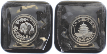 Preview: China 5 Yuan 1998 Silber Panda - 1/2 Unze Feinsilber