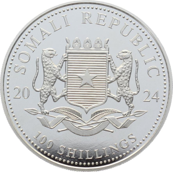 Preview: Somalia 100 Schilling Silber 2024 Elefant - 1 Unze Feinsilber