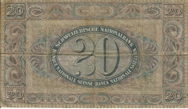 Preview: Schweizer 20 Franken Vreneli Banknote historische Ausgabe