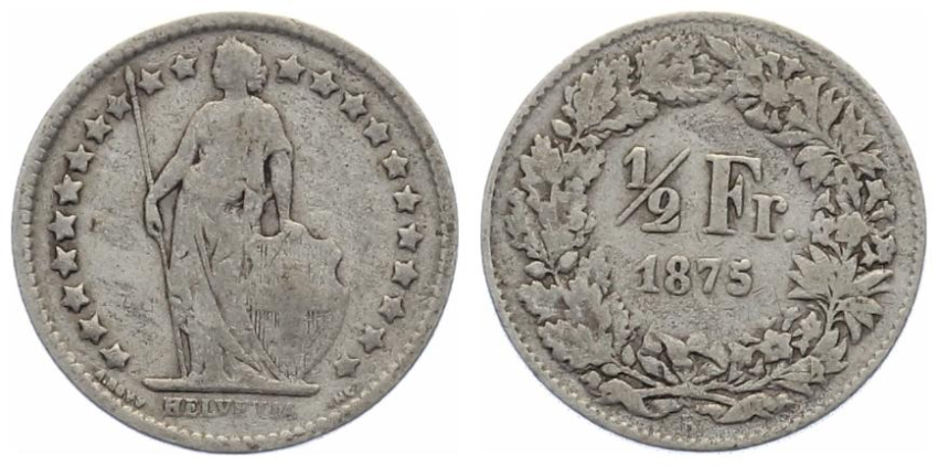 1/2 Franken 1875 B