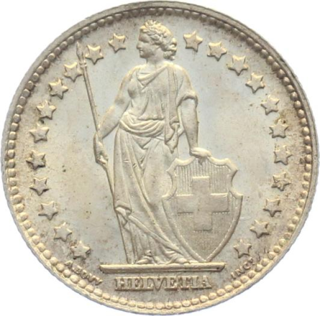 1 Franken 1939 B - fast stempelglanz - Patina