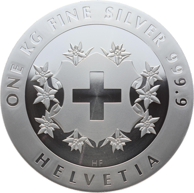 1 kg Silber Wilhelm Tell 2014 – 999 Feinsilber, 100 mm, exklusives Holz-Etui