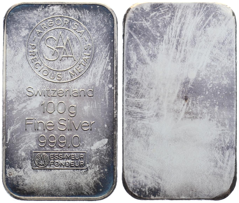 100 Gramm Silberbarren Argor SA - Chiasso / Precious Metals