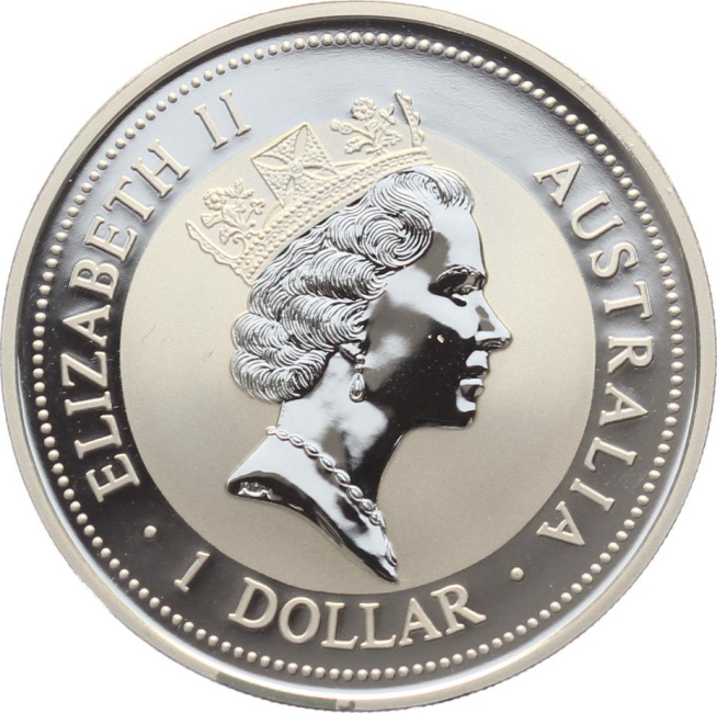 Australien 1 Dollar 1996 Kookaburra - 1 Unze Feinsilber - Privymark "Belgium"
