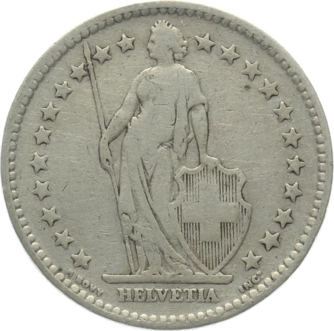 2 Franken 1901 B - seltener Jahrgang