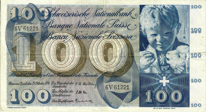 100 Franken St. Martin Schweizer Banknote