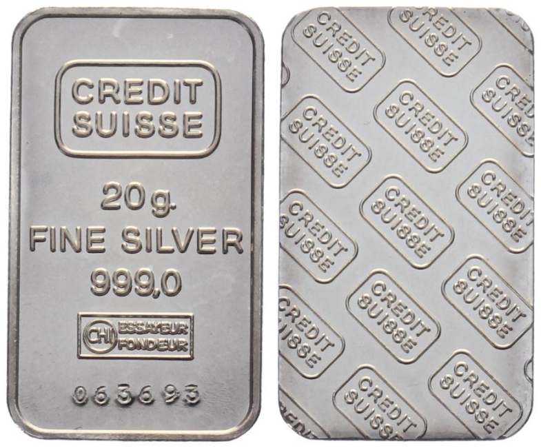 20 Gramm Silberbarren Credit Suisse