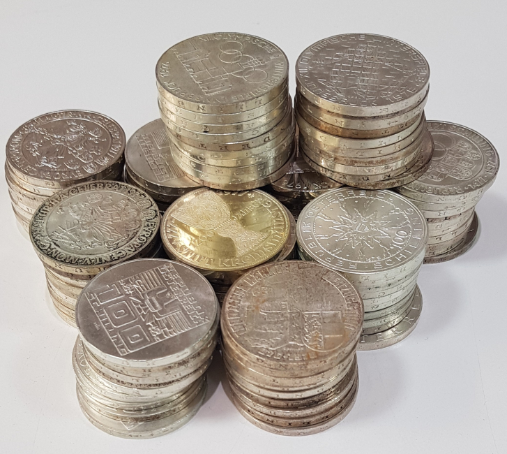 0.814 kg Österreich 100 Schilling Silbermünzelot