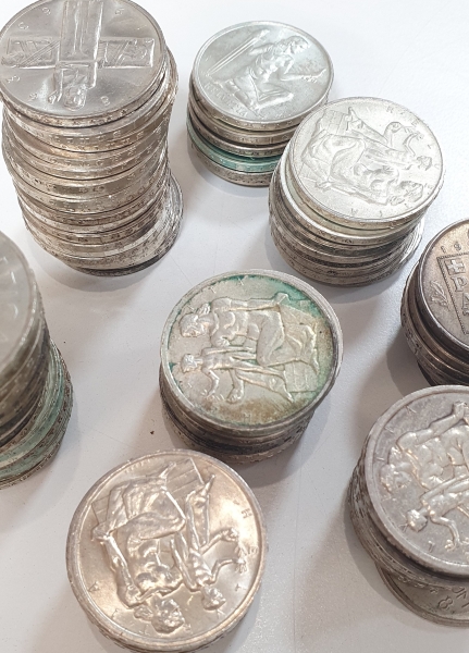 100 Stück 5 Franken Gedenkmünzen Silber 1936, 1948, 1963