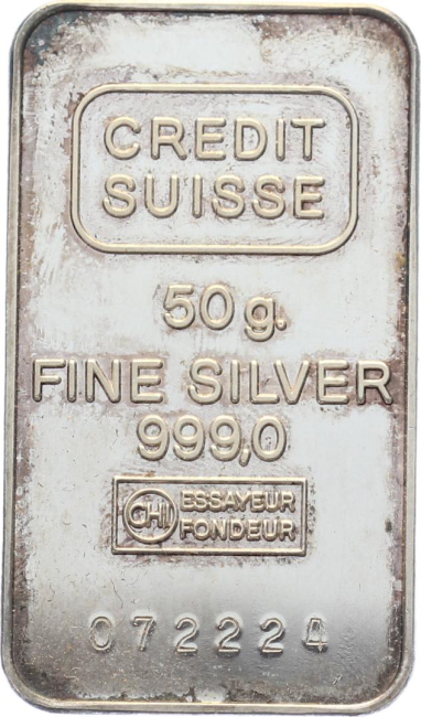 50 Gramm Silberbarren Credit Suisse