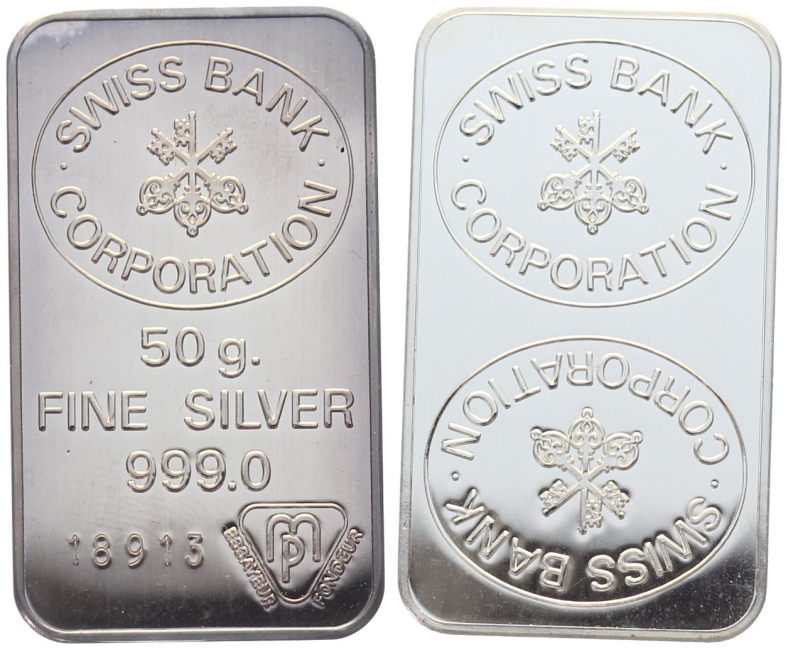 50 Gramm Silberbarren Swiss Bank Corporation