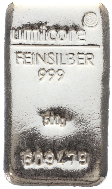 500 Gramm Silberbarren Umicore