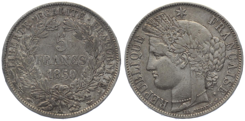 Frankreich 5 Francs 1850 A - Marianne - 2. Republik 1848-1851