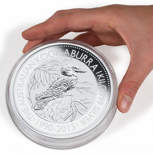 Münzenetui  "Big de Luxe" mit Münzenkapsel für 1 Kg-Münzen Australien (Panda, Somalia Elefant)