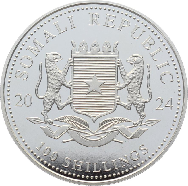 Somalia 100 Schilling Silber 2024 Elefant - 1 Unze Feinsilber