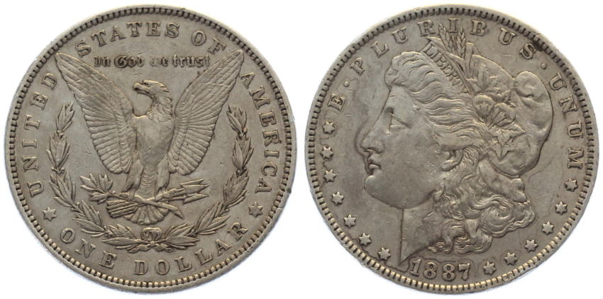 USA 1 Dollar 1887 o. Mzz. Typ Morgan