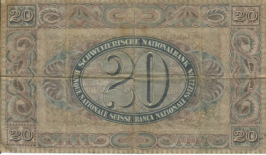 Schweizer 20 Franken Vreneli Banknote historische Ausgabe