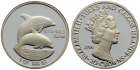 Turks & Caicos 20 Crowns 1998 - Delphin - 1 Unze Feinsilber